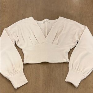 We The Free Cream Waffle V-Neck Crop Top XS